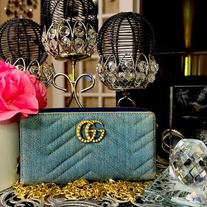 Authentic Gucci Marmont Denim Wallet